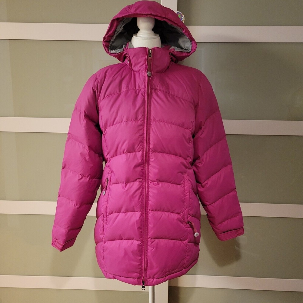 L.L.Bean Goose Down Pink XS Hooded Long Jacket